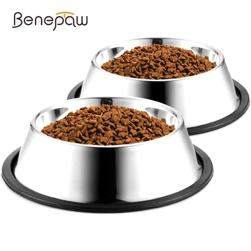 Benepaw-cuenco de acero inoxidable grueso para perro, comedero para mascotas ultraduradero, con Base de goma antideslizante, para perros pequeños, medianos y grandes