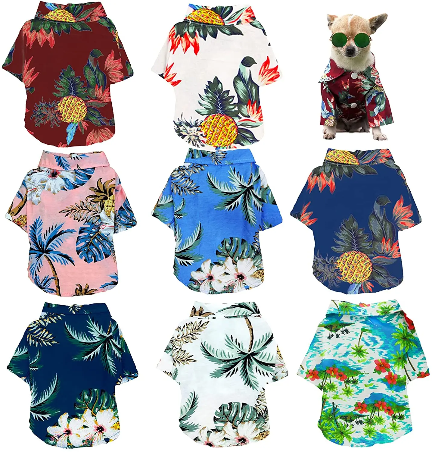 Ropa de verano con estampado Floral para mascotas, camisa de playa, chaquetas, abrigo para perros, disfraz para cachorros, ropa de primavera para mascotas