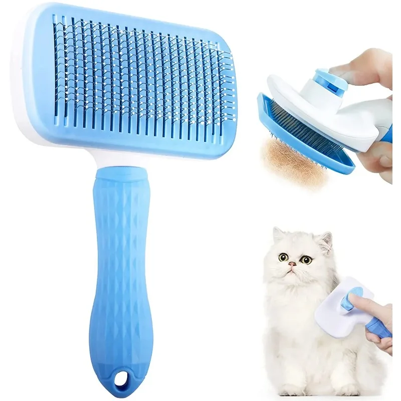 Cepillo removedor de pelo para perros y gatos, peine de aseo y cuidado para pelo largo, elimina pelos, cepillo de baño, suministros para perros